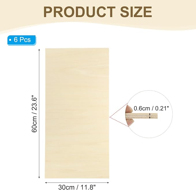 PATIKIL 12x24x1/4 Basswood Sheets