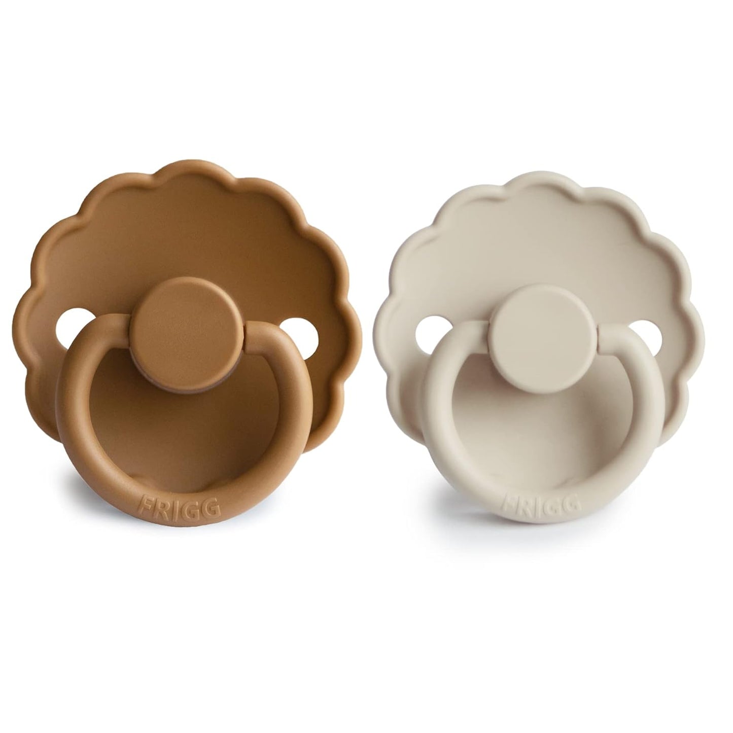 FRIGG Daisy SilkySoft Silicone Baby Pacifier | Made in Denmark | BPA-Free (Cappuccino/Cream, 0-6 Months)