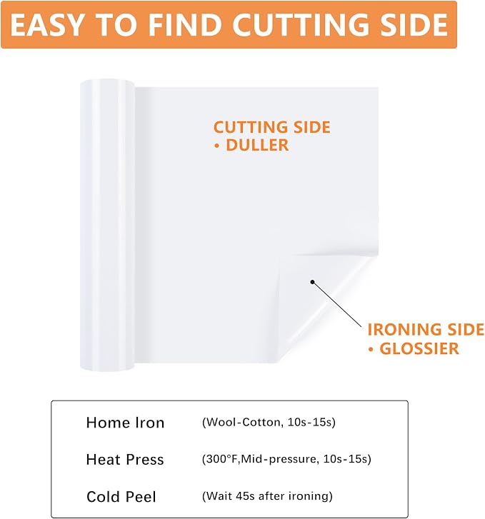 HTVVETUR White HTV Iron on Vinyl 12Inch by 35ft Heat Transfer Vinyl