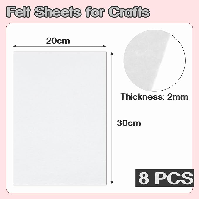 Luomorgo 8 Pcs 8 x 12 Inch Stiff Felt, 2mm Thick,