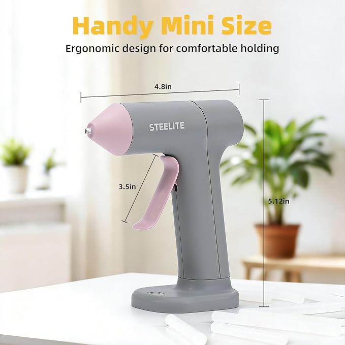 Cordless Hot Glue Gun with 10pcs Glue Sticks, 30s Fast Heating, 2000mAh