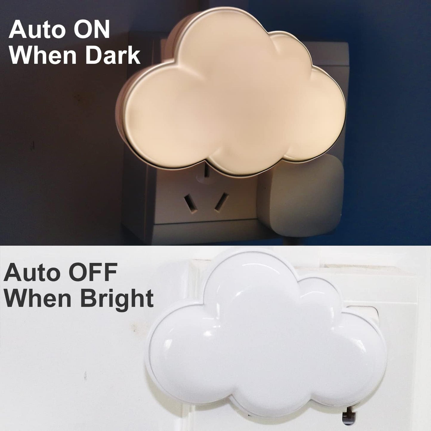AUSAYE 2 Pack LED Night Light Plug in Lamp Cloud Night Light Mini Pretty Night Lights for Adults Kids NightLight White