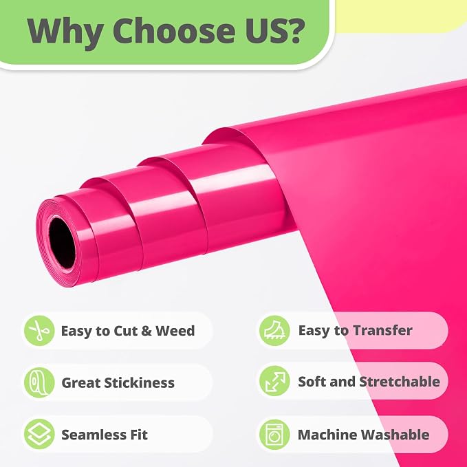 HTVRONT Neon Pink HTV Vinyl Roll