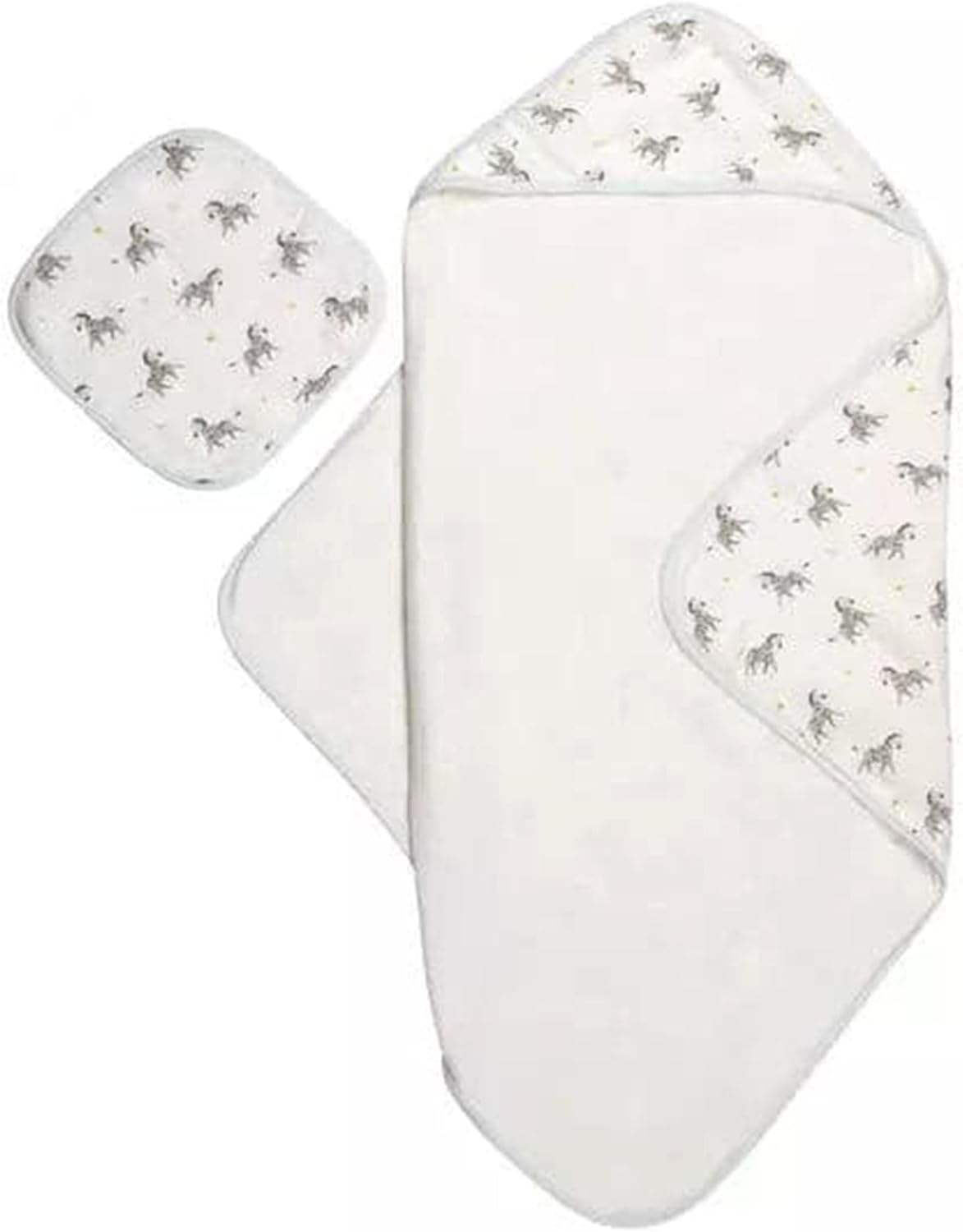 Bamboo Viscose Baby Hooded Towel & Washcloth Set for Babies and Toddlers, Soft & Absorbent, 70% Viscose from Bamboo, 30% Cotton Muslin - Imported (Zebra)