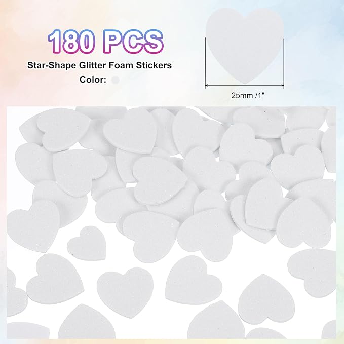 MECCANIXITY 180Pcs Glitter Foam Stickers 1 Inch Self-Adhesive Sparkly