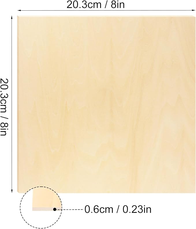 20 PCS 8 Inch Square Basswood Board, Thickness 6 mm, Basswood Sheets, balsa