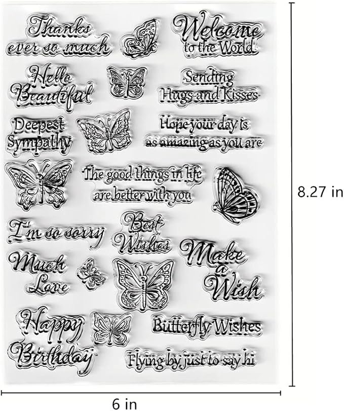 Butterflies Clear Stamps Silicone Stamp Cards