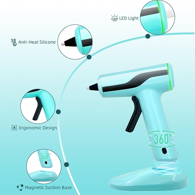 Cordless Hot Glue Gun, Rechargeable Hot Melt Glue Gun 2Ah Built-in Battery
