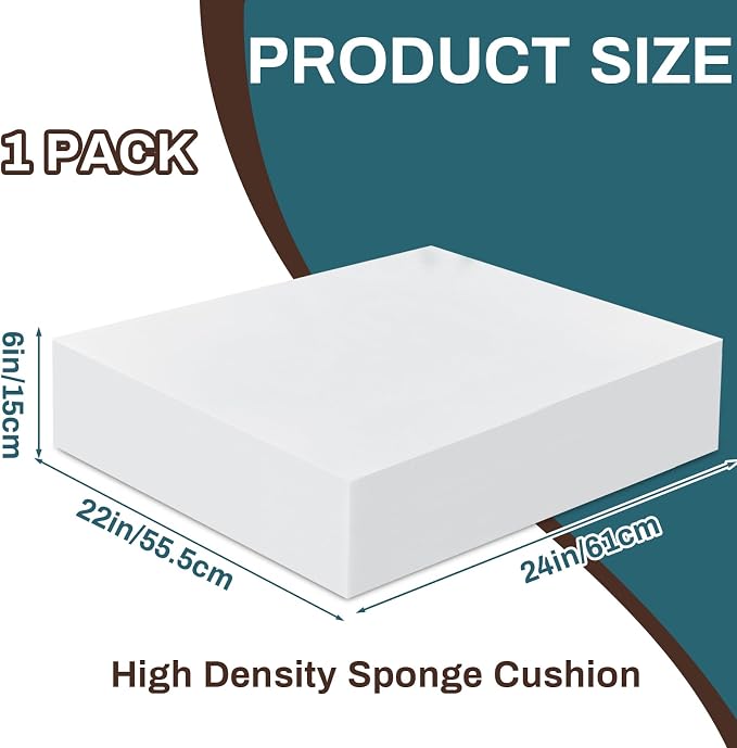 Frienda 1 Pack 6" x 22" x 24" Upholstery High Density Craft Foam Sheets