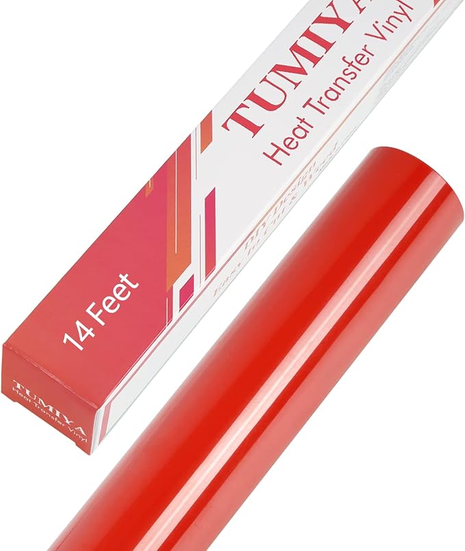 TUMIYA Heat Transfer Vinyl Rolls, 12 Inch X 14 Feet, Glossy Adhesive HTV Vinyl