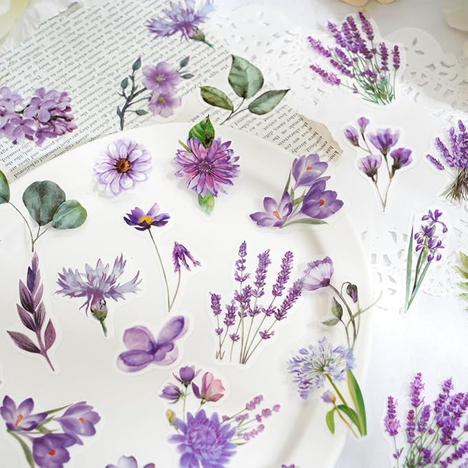100 Pcs Natural Botanical Flower Stickers, Wildflower Stickers