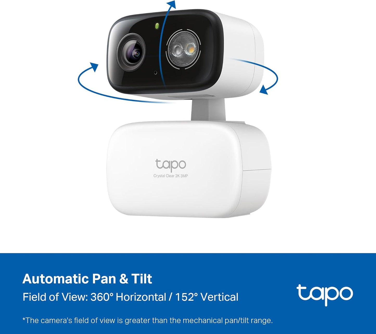 Tapo 2K 3MP Pan/Tilt Indoor/Outdoor Security Camera - Free Person/Baby Cry Detect & Motion Track, 360° View, Color Night Vision, SD/Cloud Storage, Works w/Alexa & Google Home HybridCam 360
