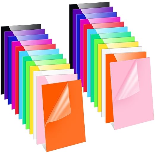 Remerry 24 Pcs 7 x 5 Inch Colored Acrylic Sheets, 12 Colors Opaque Panels