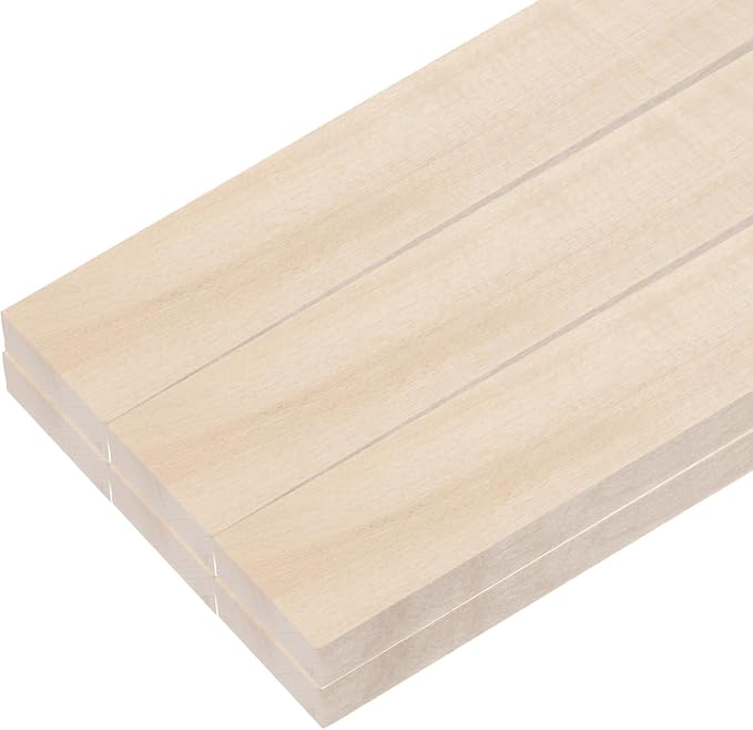 MECCANIXITY 6pcs Wood Sticks, 3/8"x 1.2" x 15" Rectangle Wooden Cube Wood
