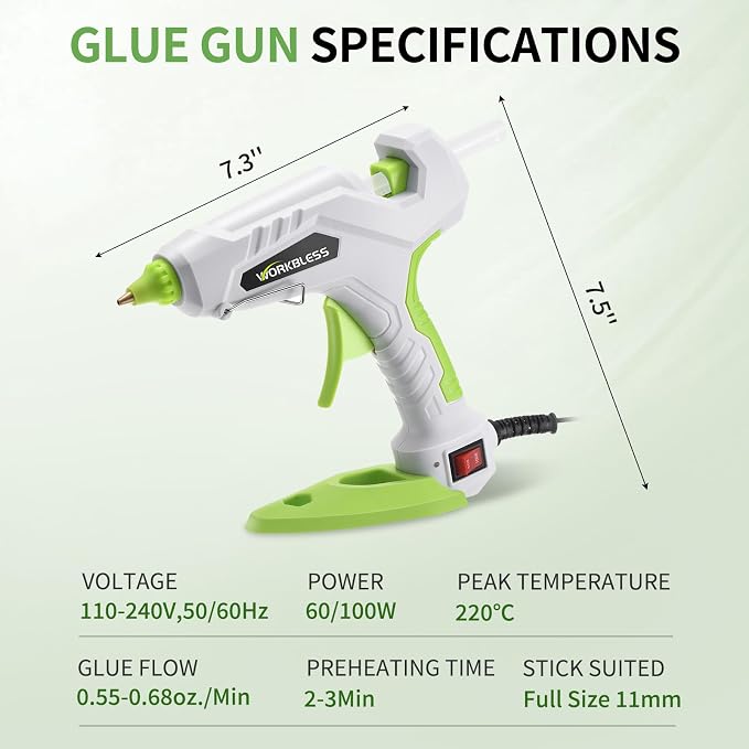 Full Size Hot Glue Gun 60W/100W Dual Power W/ 20PCS Sticks, Home Repair
