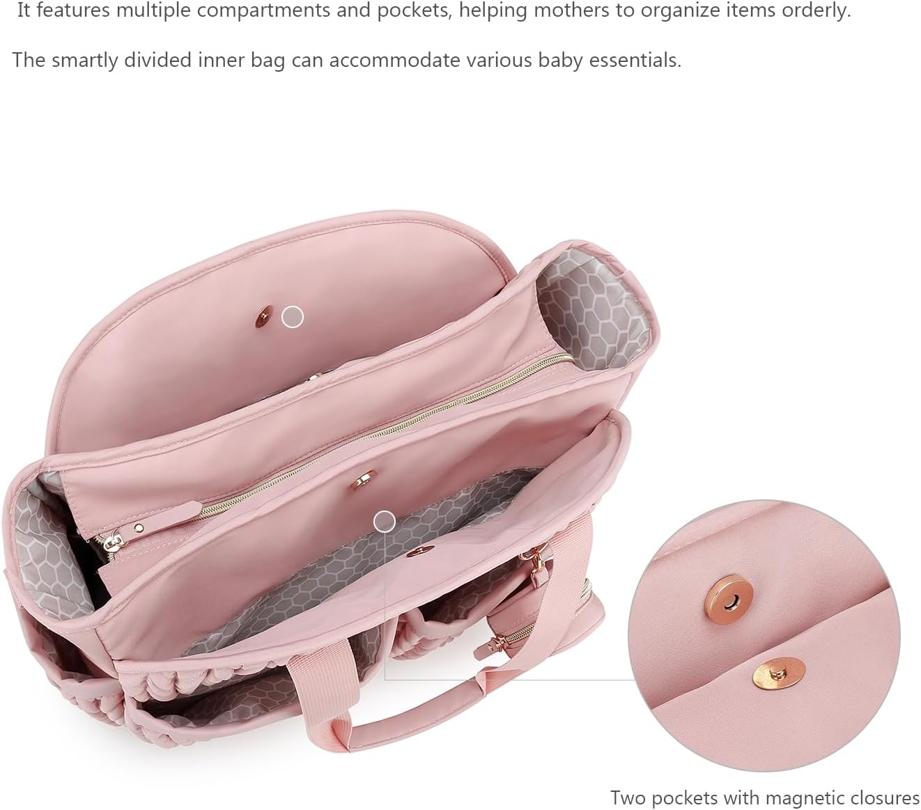 Lmbabter Diaper Tote Quilted Mommy Bag Function Maternity Baby Bag Diaper Changing Messenger with Shoulder Strap Wet Pocket