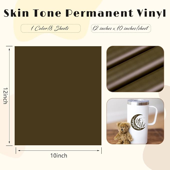 Tintnut Skin Tone Permanent Vinyl 8 Pcs 12x10in Espresso Shot Solid Color |