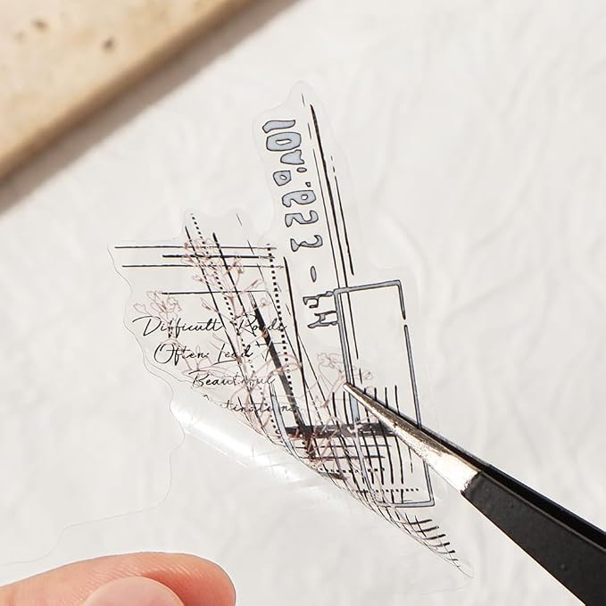 180PCS Vintage Transparent Border Landscape Scrapbooking Stickers