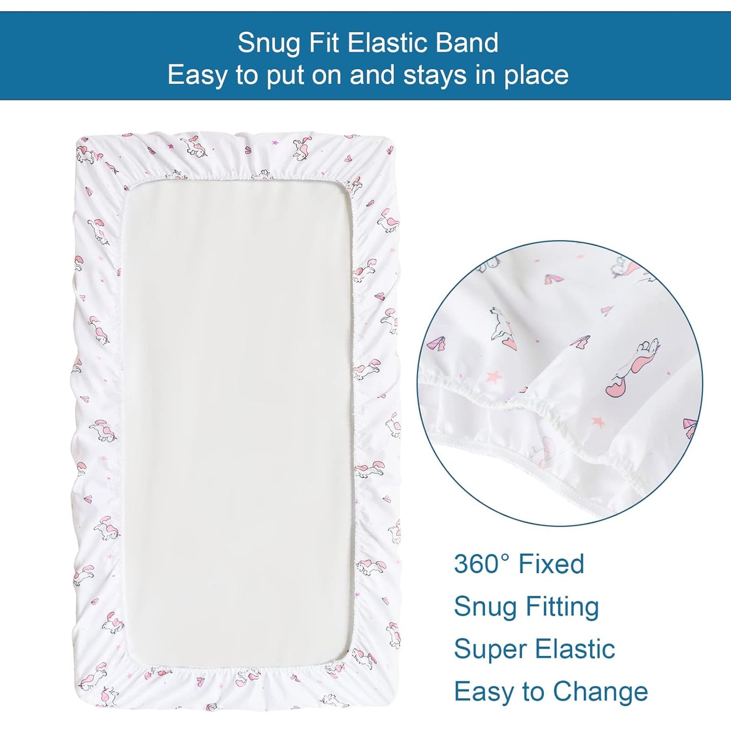 Changing Pad Cover for Girls 2 Pack, Comfy & Breathable Changing Table Cover for 32''x16" Changing Table Pads, Diaper Changing Pad Cover, Pink