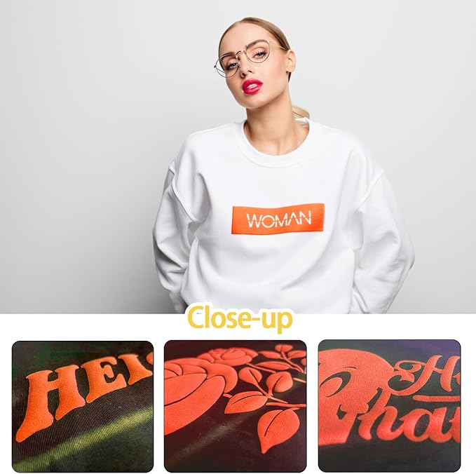 3D Puff Vinyl Heat Transfer 3Pcs 12"*10"-Neon Orange | Puffy Iron-on Vinyl