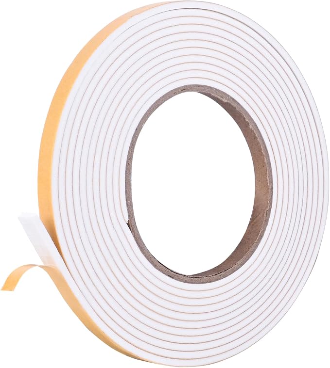 Kikerike Self Adhesive Foam Tape Weatherstrip 1/4in x 1/8in x 13Ft High Density