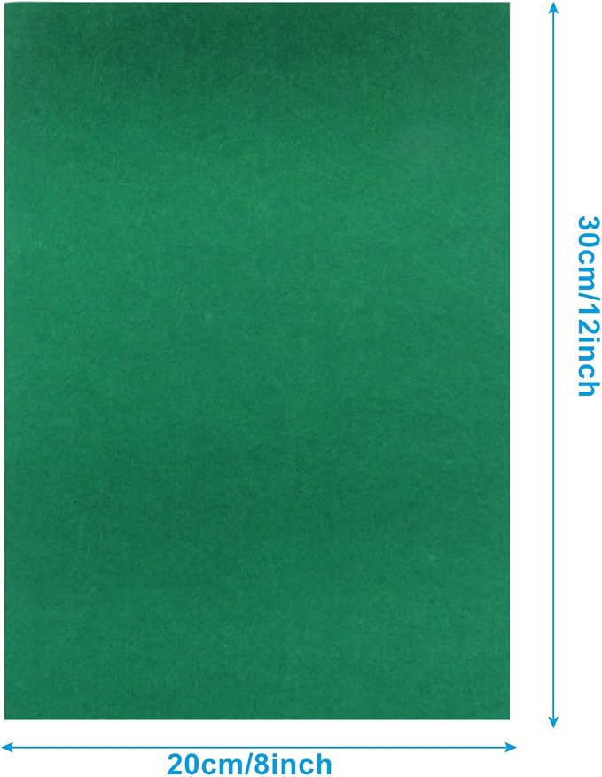 6 Pcs 8 x 12 Inch Green Felt Sheets, 2mm Thick | Felt Fabric