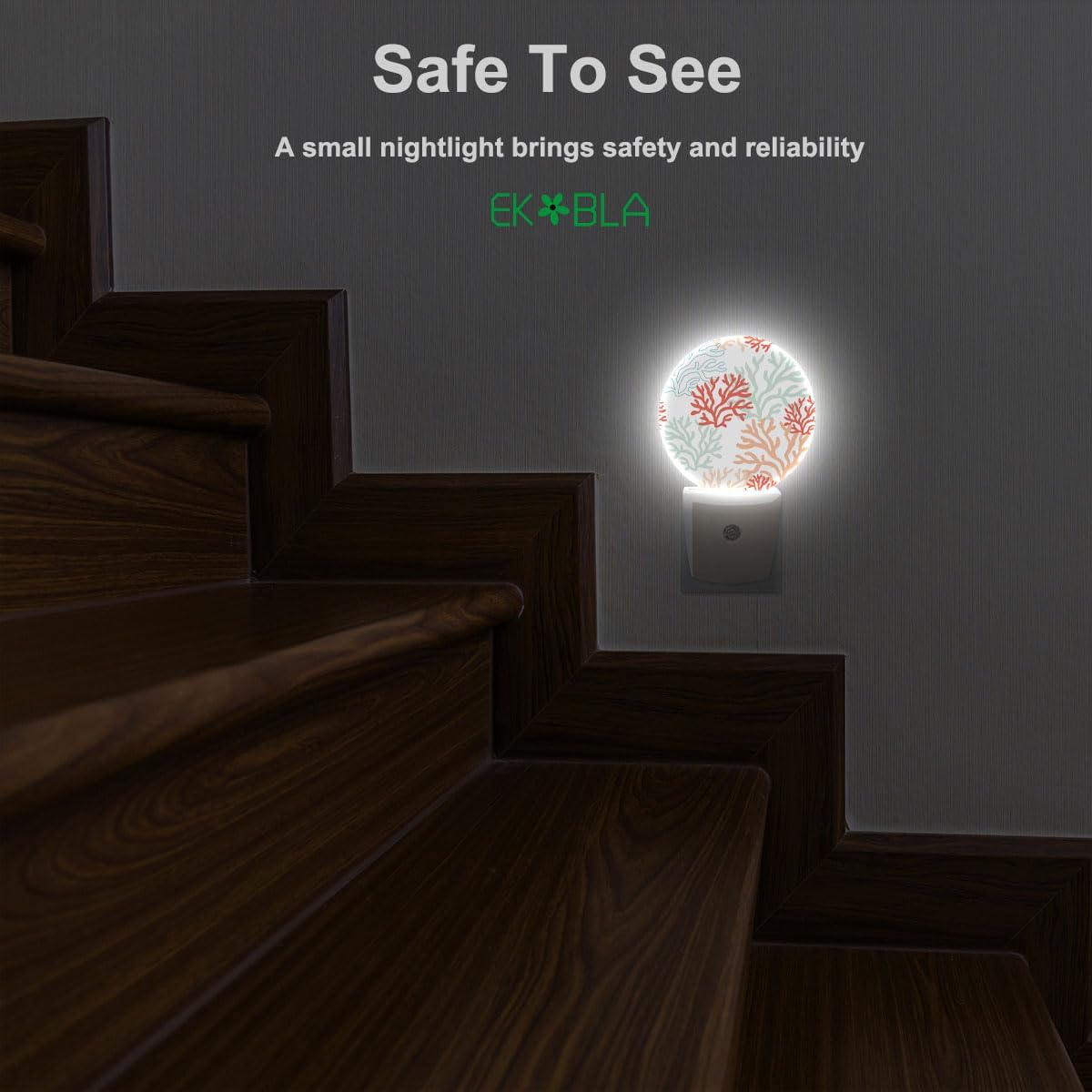 EKOBLA Sea Beach Coral Night Light Ocean Underwater Corals LED Dusk to Dawn Plug-in Nightlights Auto Sensor for Home Indoor Bathroom Hallway Kitchen