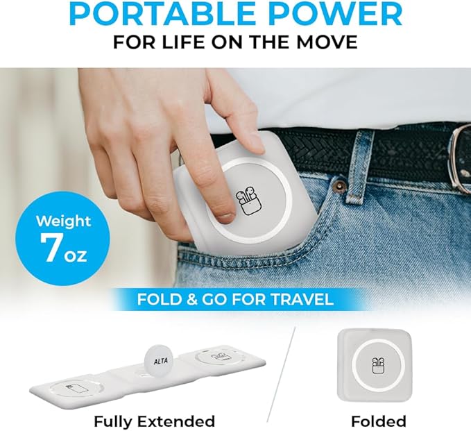 3-in-1 Magnetic Wireless Charger for iPhone, Apple Watch & AirPods – Fast Charging Station, Foldable Dock for Travel & Desk, Compatible with All iPhone Models, with 20W Adapter