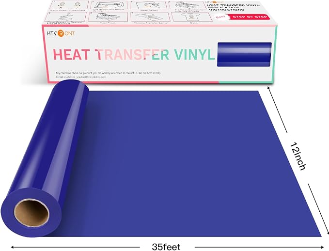 HTVRONT Heat Transfer Vinyl Blue HTV Vinyl Rolls