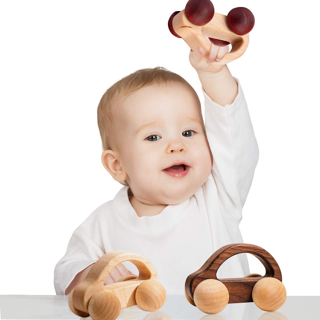 let's make 3pc Wooden car Toys Montessori Nursing Wooden Rattle Toy Cars, Handcrafted Wooden Eco Friendly Toy Car