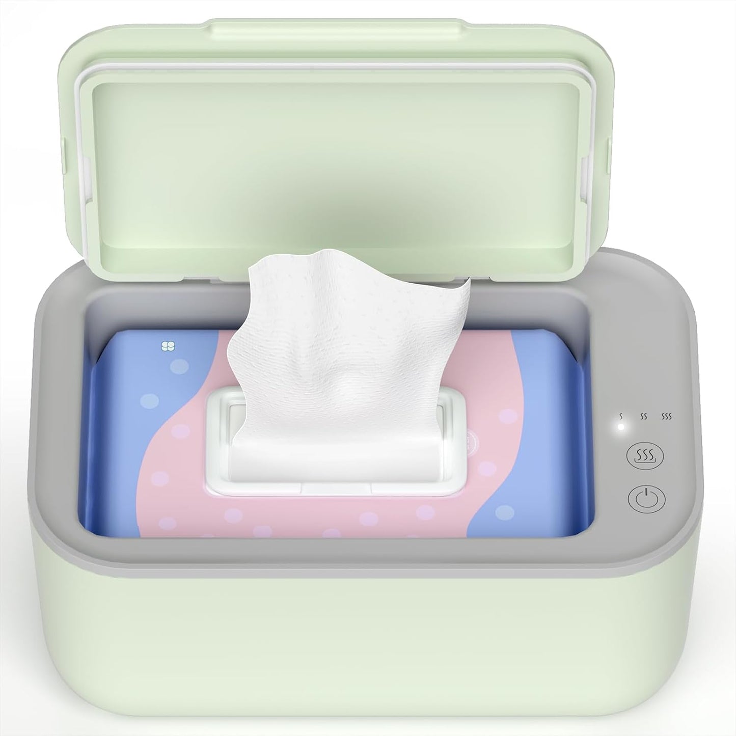Baby Wipe Warmer, 3-Level Temperature Control, Quiet and Even Heating, Large Capacity for Diaper Changes – Green