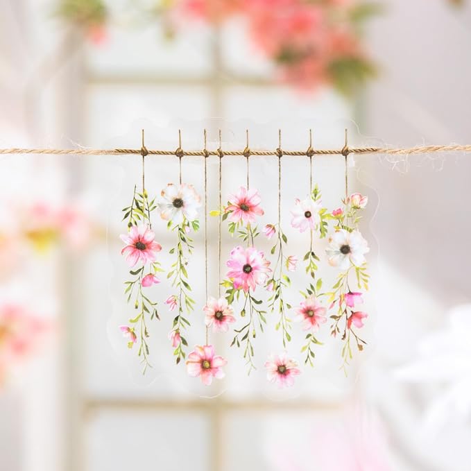 Hanging Floral PET Stickers Set, Journaling, DIY Crafts, and Art Supplies