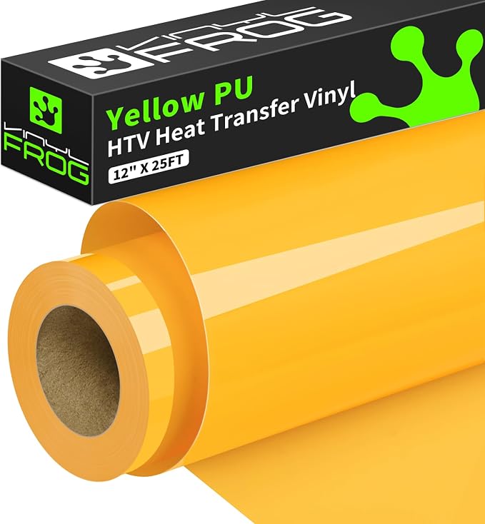 VINYL FROG Yellow Heat Transfer Vinyl Rolls 12" x25ft Iron on Vinyl | Yellow