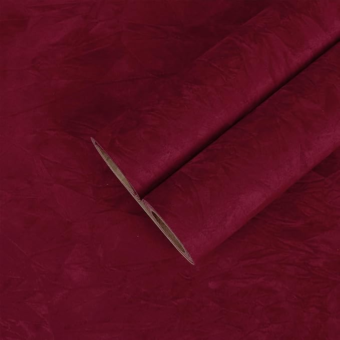 CHIHUT Dark Red Velvet Drawer Liner Soft Creased Velvet Contact Paper