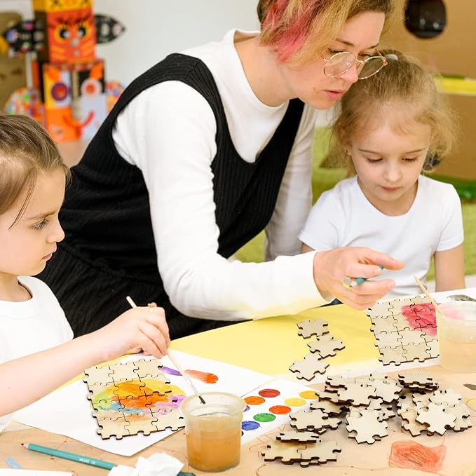 300PCS Blank Puzzles, Freeform Blank Puzzle Pieces Blank Wooden Puzzles DIY
