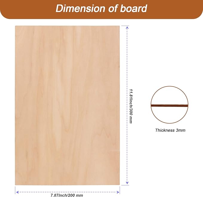 20 Pack 12 x 8 x 1/8 Inch Basswood Sheets, Rectangular Plywood Balsa Wood Sheet