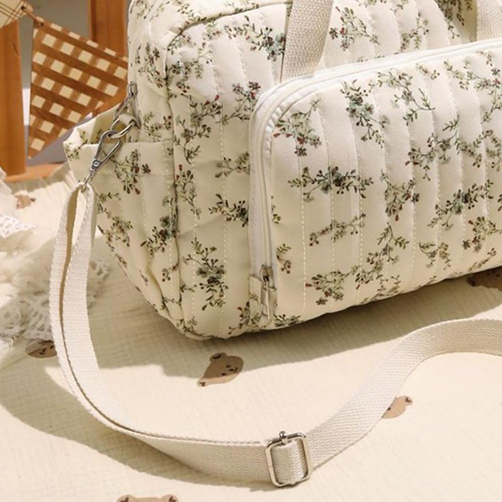 Floral Baby Diaper Bag Tote Mommy Bag Cute Cotton Diaper Bags Crossbody Baby Bags for Girl Pañaleras Para Beb