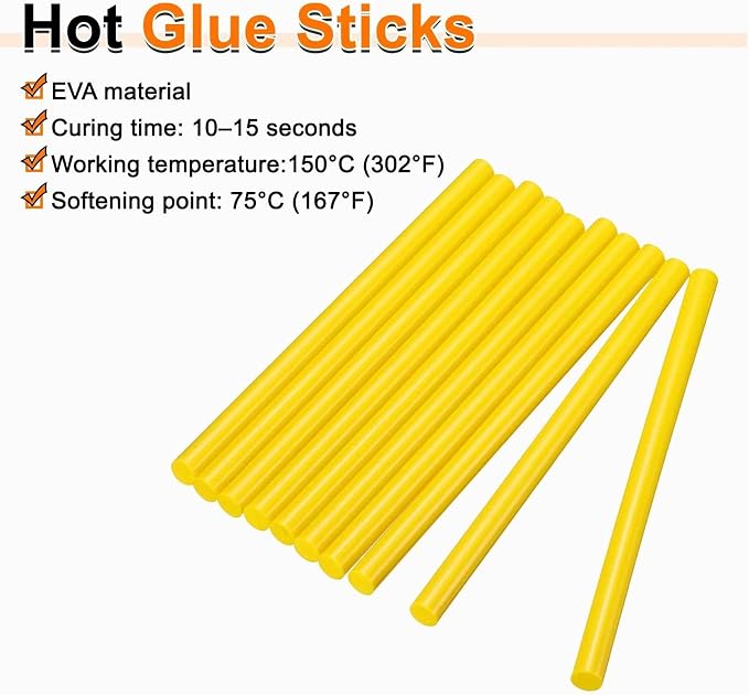 HARFINGTON 10pcs Hot Glue Sticks 0.43" Dia x 3.94" Long EVA Mini Hot Melt