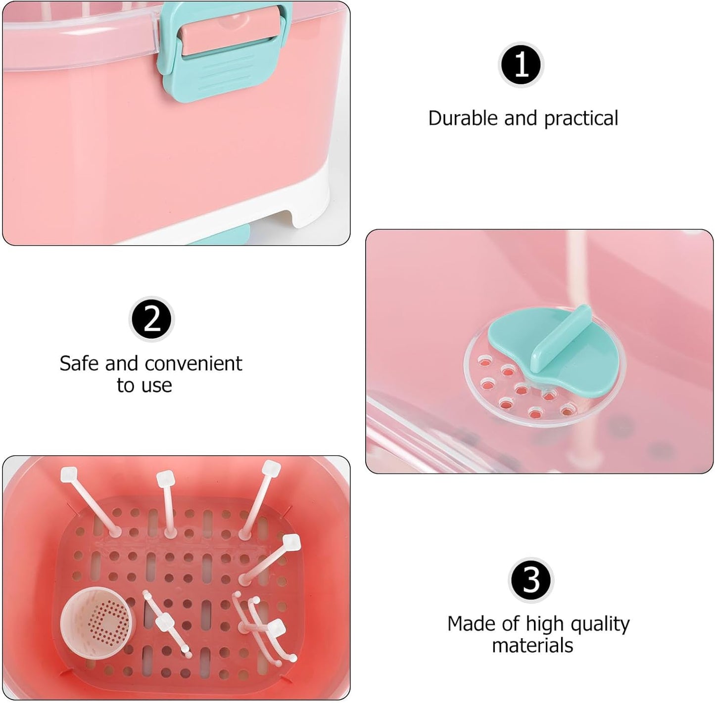 Kisangel Baby Bottle Drying Rack Dish Rack with Cover Bottles Storage Box Dish Strainer Basket for Kitchen Dish Drainers Racks