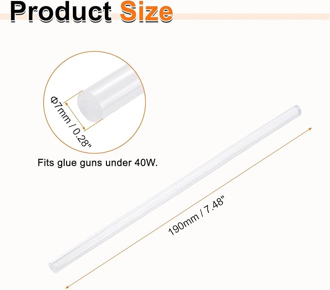 HARFINGTON 10pcs Hot Glue Sticks 0.28" Dia x 7.48" Long EVA Mini Hot Melt