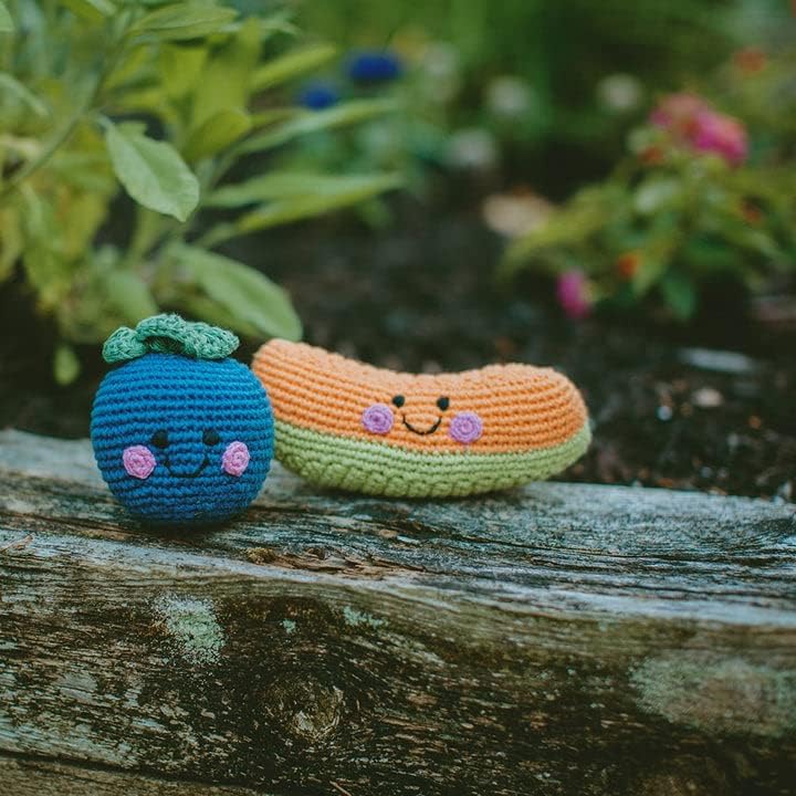 Pebble | Handmade Friendly Blueberry Rattle | Crochet | Fair Trade | Pretend | Imaginative Play | Woodlands | Rattle | Machine Washable