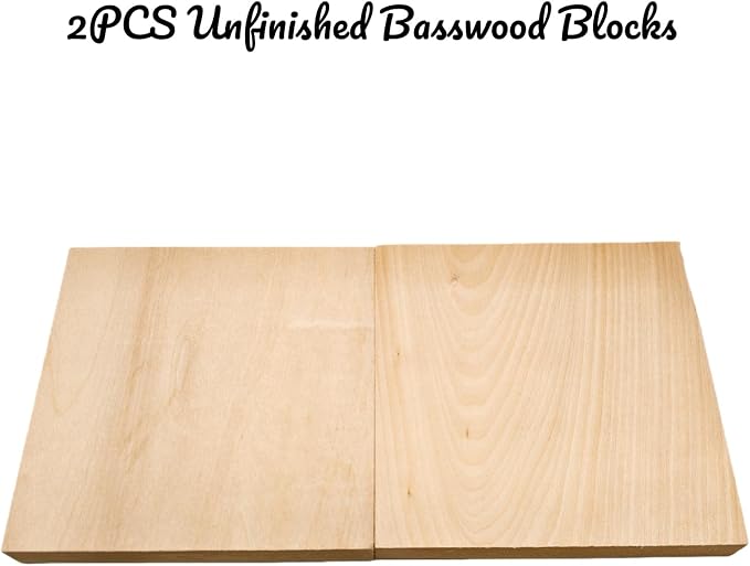 2PCS Unfinished Basswood Blocks