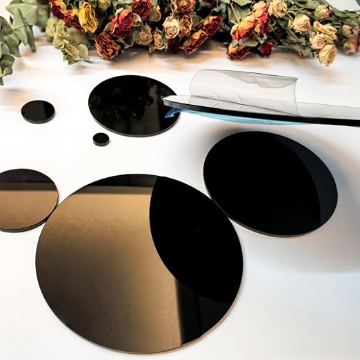 Set of 20 Black Acrylic Plexiglass Sheet Disc, 1/8" Thick Round Transparent