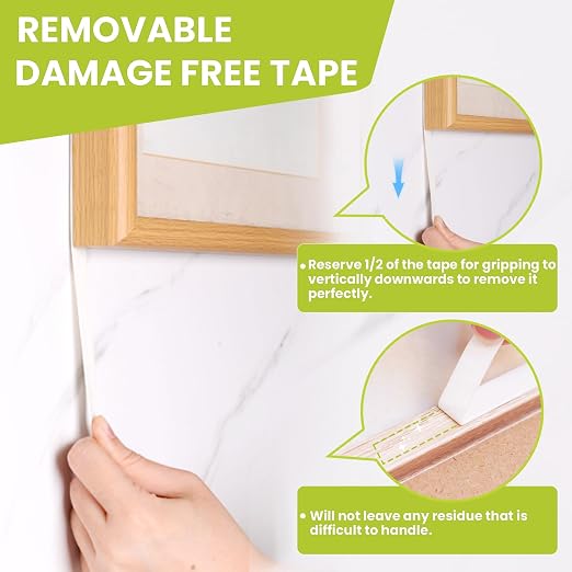 Double Sided Mounting Tape Heavy Duty, Damage Free, 0.39'' x 16.5 FT | Removable