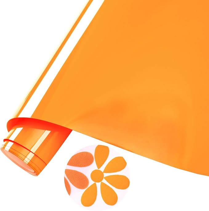 Tintnut Princeton Orange Neon Puff HTV Vinyl Roll, easy cut & weed, stretch