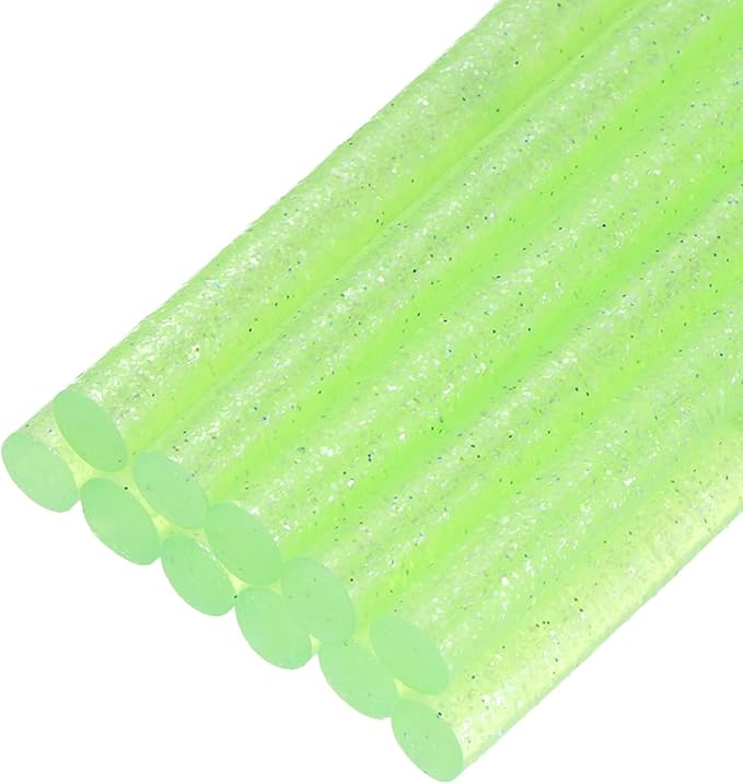 uxcell Mini Hot Glue Sticks for Glue Gun 7mm x 100mm Glitter Transparent Green