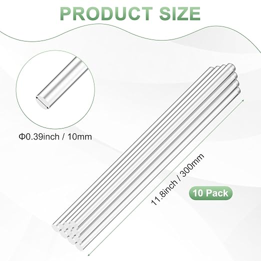 M METERXITY 10-Pack Acrylic Round Rods, 11.81 x 0.39 Inch/ 300 x 10 mm Clear