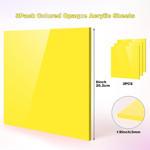 Adrattnay Yellow Acrylic Sheets 1/8 Thick, Opaque Acrylic Sheets Acrylic Panel
