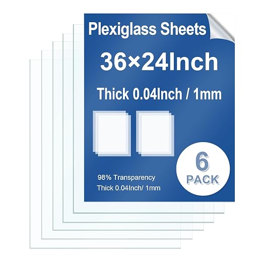 6 Pack Clear Plexiglass Sheets 36×24×0.04In Thin PET Plexiglass Sheets
