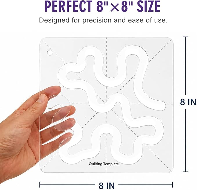 Free-Motion Quilting Ruler Template, Professional Acrylic Meander Stipple Ruler